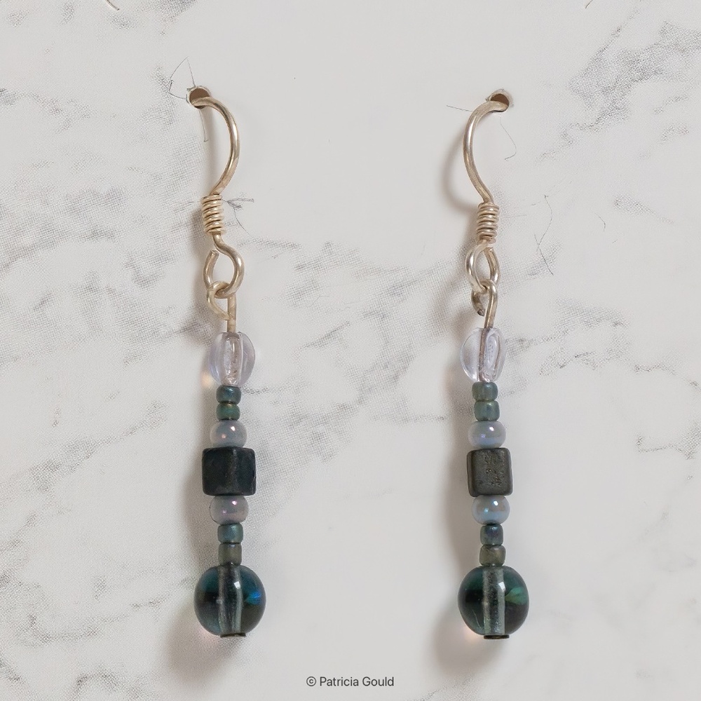 New - EA17 - Earrings - Czech glass, Myuki glass, sterling wires - one of a kind